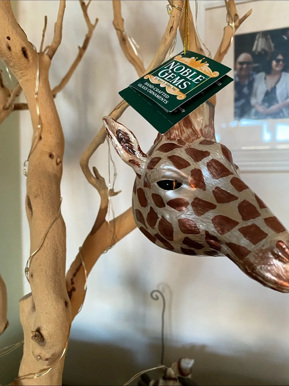 Noble Gems blown glass giraffe Ornament